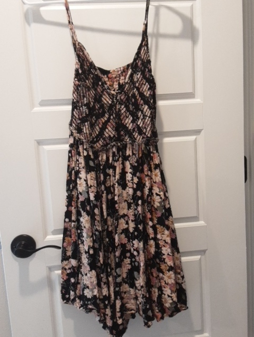 Angie Black Floral Strapless Sundress with Pink and Cream Blooms